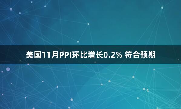 美國(guó)11月PPI環(huán)比增長(zhǎng)0.2% 符合預(yù)期