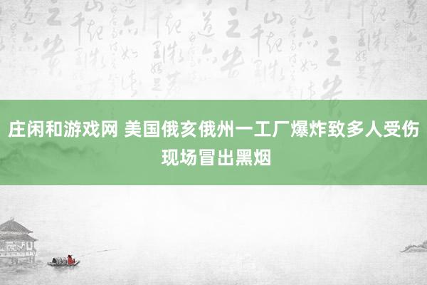 莊閑和游戲網 美國俄亥俄州一工廠爆炸致多人受傷 現場冒出黑煙