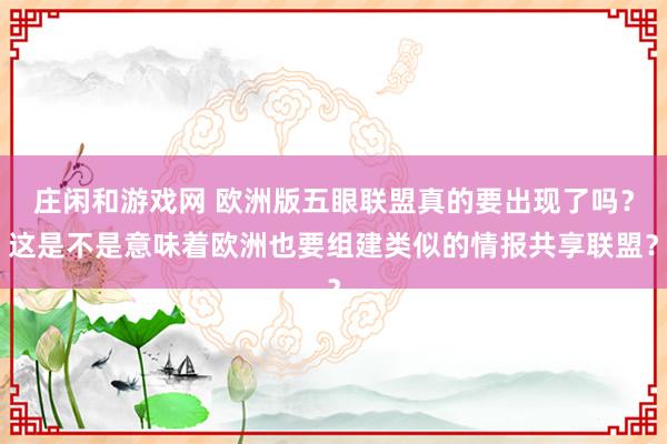 莊閑和游戲網 歐洲版五眼聯盟真的要出現了嗎？這是不是意味著歐洲也要組建類似的情報共享聯盟？